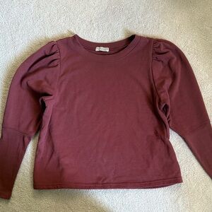 Paper Crane Maroon Puff-Sleeve Long Sleeve Tee